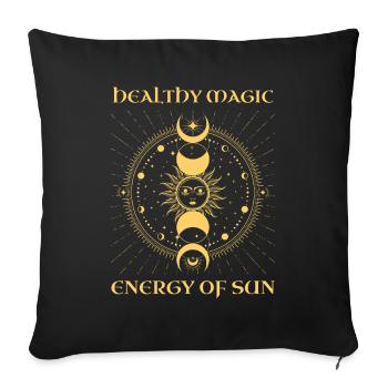 Univers Soleil Lune Magique Santé - Housse de coussin décorative 45 x 45 cm - noir - Devant