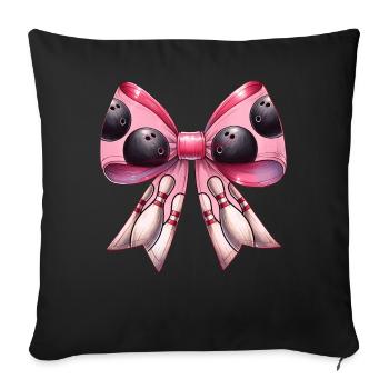 Coquette boule de bowling Pins motif melon rose - Housse de coussin décorative 45 x 45 cm - noir - Devant
