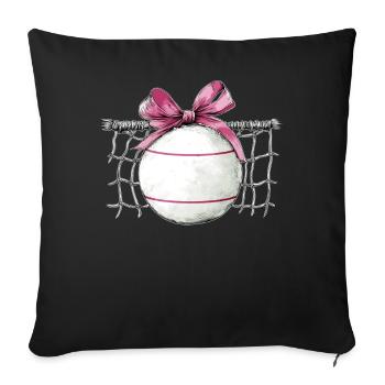 Coquette noeud Fistball Net Fête des Mères Ruban Rose - Housse de coussin décorative 45 x 45 cm - noir - Devant