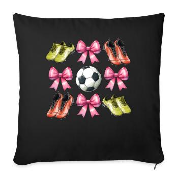 Coquette Bogen Fußball Spieler Mütter Tag rosa - Sofakissenbezug 45 x 45 cm - Schwarz - Vorne