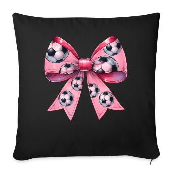 Coquette Bow Soccer Ballon Motif Fête des Mères - Housse de coussin décorative 45 x 45 cm - noir - Devant