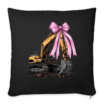 Coquette Bow Excavator Operator Construction HEO - Sofa pillowcase 17,3'' x 17,3'' (45 x 45 cm) - black - Front