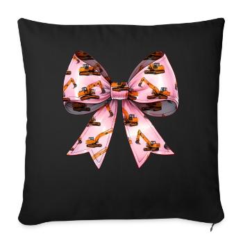 Coquette Bow Excavator Operator Construction HEO - Sofa pillowcase 17,3'' x 17,3'' (45 x 45 cm) - black - Front