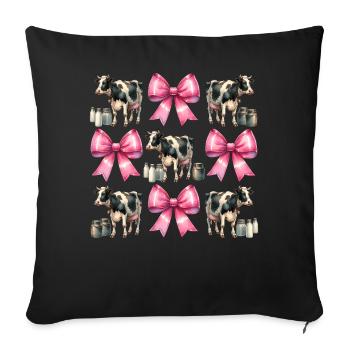 Coquette Bow Cow Farmer Milk Dairy Farmer - Sofa pillowcase 17,3'' x 17,3'' (45 x 45 cm) - black - Front