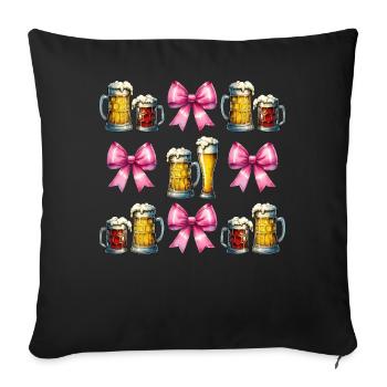 Bière artisanale Coquette Bow Brasserie de la fête des mères - Housse de coussin décorative 45 x 45 cm - noir - Devant