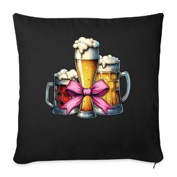 Bière artisanale Coquette Bow Brasserie de la fête des mères - Housse de coussin décorative 45 x 45 cm - noir - Devant
