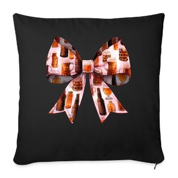 Bière artisanale Coquette Bow Brasserie de la fête des mères - Housse de coussin décorative 45 x 45 cm - noir - Devant