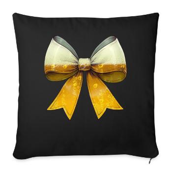 Bière artisanale Coquette Bow Brasserie de la fête des mères - Housse de coussin décorative 45 x 45 cm - noir - Devant
