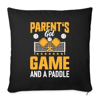Pickleball Parents Paddleball Maman Papa Paddle - Housse de coussin décorative 45 x 45 cm - noir - Devant