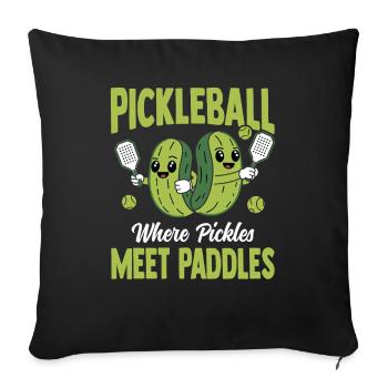 Pickleball Where Pickles Meet Paddles - Sofa pillowcase 17,3'' x 17,3'' (45 x 45 cm) - black - Front