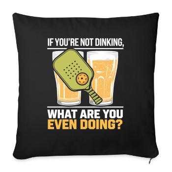 Drôle Pickleball Alcool Buveur de bière Balle Sports - Housse de coussin décorative 45 x 45 cm - noir - Devant