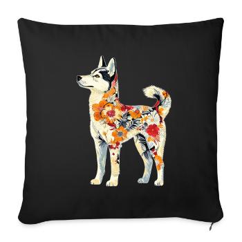 Sibirischer Husky - Sofakissenbezug 45 x 45 cm - Schwarz - Vorne
