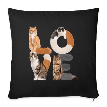 Liebe Katze - Sofakissenbezug 45 x 45 cm - Schwarz - Vorne