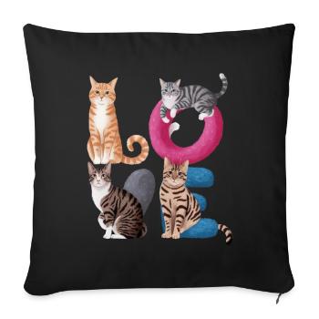 Liebe Katze - Sofakissenbezug 45 x 45 cm - Schwarz - Vorne