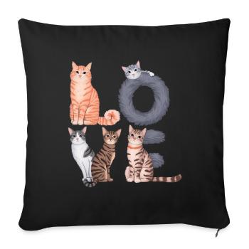 Liebe Katze - Sofakissenbezug 45 x 45 cm - Schwarz - Vorne
