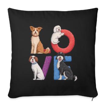 Liebe Hunde - Sofakissenbezug 45 x 45 cm - Schwarz - Vorne