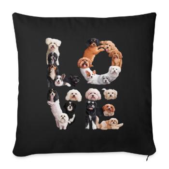 Liebe Hunde - Sofakissenbezug 45 x 45 cm - Schwarz - Vorne
