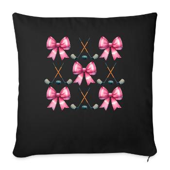 Coquette Bogen Hockeyschläger Puck Mütter Tag rosa - Sofakissenbezug 45 x 45 cm - Schwarz - Vorne