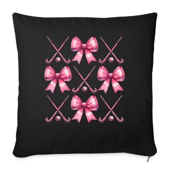 Coquette Bow Hockey sur gazon bâton balle fête des mères - Housse de coussin décorative 45 x 45 cm - noir - Devant