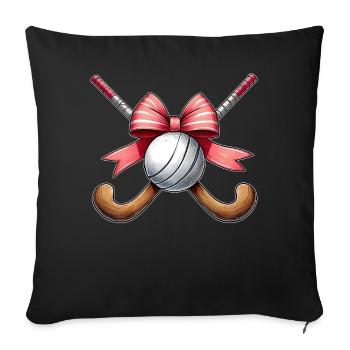 Coquette Bow Hockey sur gazon bâton balle fête des mères - Housse de coussin décorative 45 x 45 cm - noir - Devant
