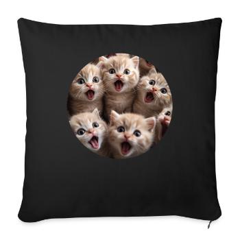 Schottische Faltohrkatze - Sofakissenbezug 45 x 45 cm - Schwarz - Vorne