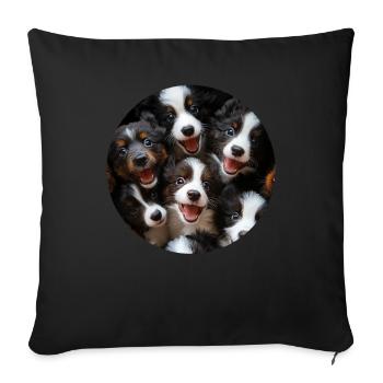 Border Collie - Sofakissenbezug 45 x 45 cm - Schwarz - Vorne
