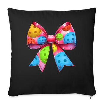 Coquette Bow Pickleball Motif Fête des Mères Rose - Housse de coussin décorative 45 x 45 cm - noir - Devant