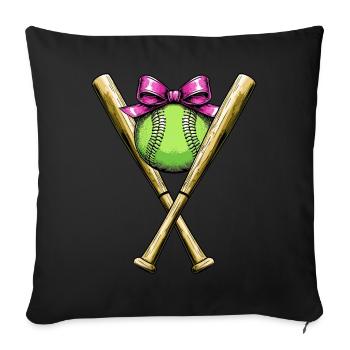 Coquette Bogen Softballschläger Mütter Tag rosa - Sofakissenbezug 45 x 45 cm - Schwarz - Vorne
