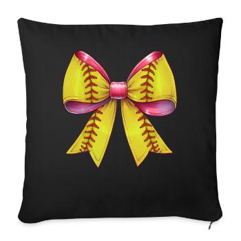 Coquette Bow Softball Pattern Mothers Day Ribbon - Sofa pillowcase 17,3'' x 17,3'' (45 x 45 cm) - black - Front