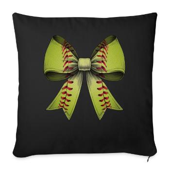 Coquette Bow Softball Pattern Mothers Day Ribbon - Sofa pillowcase 17,3'' x 17,3'' (45 x 45 cm) - black - Front