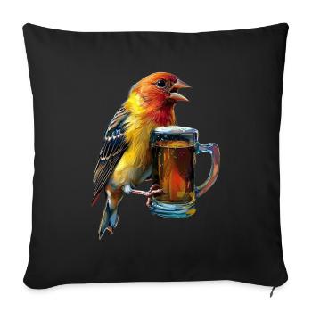 Finch Bird Bier - Sofakissenbezug 45 x 45 cm - Schwarz - Vorne