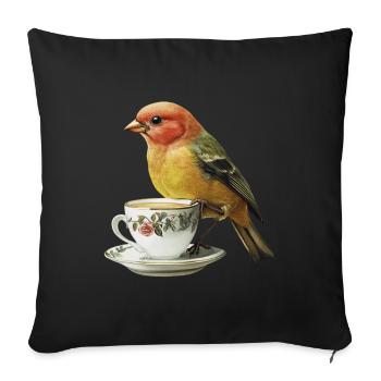 Finch Bird Kaffee - Sofakissenbezug 45 x 45 cm - Schwarz - Vorne