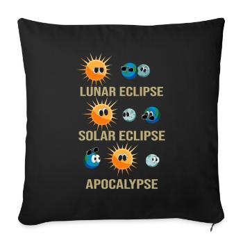 Funny moon and solar eclipse - Sofa pillowcase 17,3'' x 17,3'' (45 x 45 cm) - black - Front
