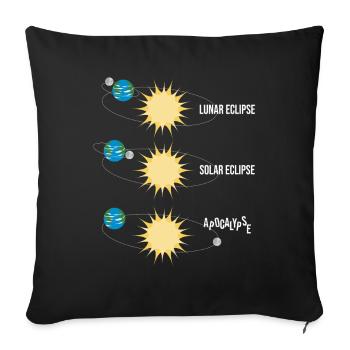 Funny moon and solar eclipse - Sofa pillowcase 17,3'' x 17,3'' (45 x 45 cm) - black - Front