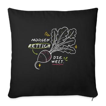 Radis du matin Le dicton de radis du monde - Housse de coussin décorative 45 x 45 cm - noir - Devant
