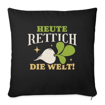 Aujourd’hui Radis Le Radis du Monde Dicton - Housse de coussin décorative 45 x 45 cm - noir - Devant