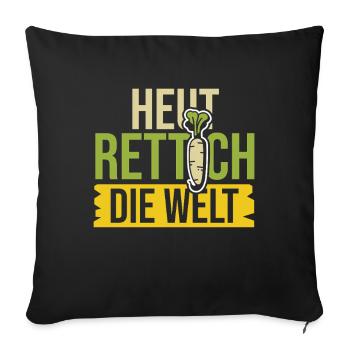 Aujourd’hui, radis, le dicton du radis du monde - Housse de coussin décorative 45 x 45 cm - noir - Devant