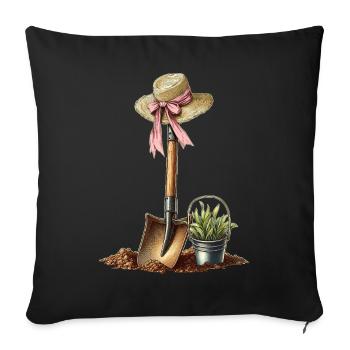 Coquette Bow Gardening Gardener Shovel - Sofa pillowcase 17,3'' x 17,3'' (45 x 45 cm) - black - Front