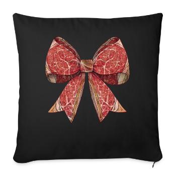 Coquette noeud boucher viande coupe motif ruban - Housse de coussin décorative 45 x 45 cm - noir - Devant