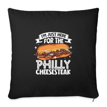 Only here for the Philly cheesesteak - Sofa pillowcase 17,3'' x 17,3'' (45 x 45 cm) - black - Front