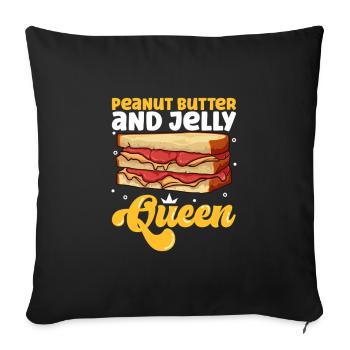Reine des sandwichs au beurre de cacahuète et à la gelée - Housse de coussin décorative 45 x 45 cm - noir - Devant
