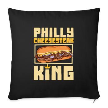 Philly Cheesesteak King - Sofa pillowcase 17,3'' x 17,3'' (45 x 45 cm) - black - Front