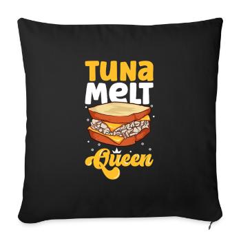 Reine des sandwichs au thon fondant - Housse de coussin décorative 45 x 45 cm - noir - Devant