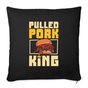 Roi du sandwich au porc effiloché - Housse de coussin décorative 45 x 45 cm - noir - Devant