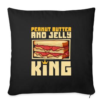 Roi du sandwich au beurre de cacahuète et à la gelée - Housse de coussin décorative 45 x 45 cm - noir - Devant
