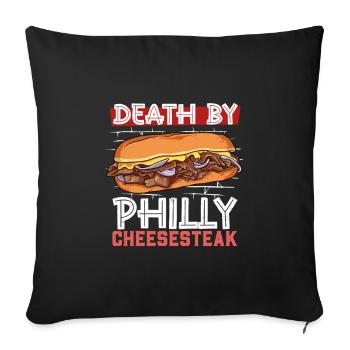 Death by Philly Cheesesteak - Sofa pillowcase 17,3'' x 17,3'' (45 x 45 cm) - black - Front