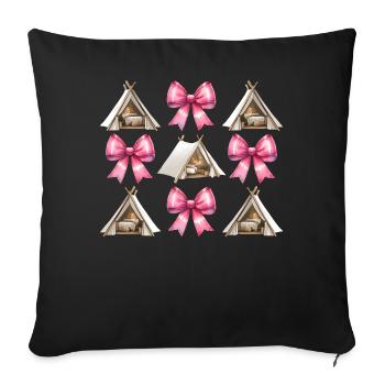 Coquette Arche Glamping Glamper Camping Fête des Mères - Housse de coussin décorative 45 x 45 cm - noir - Devant