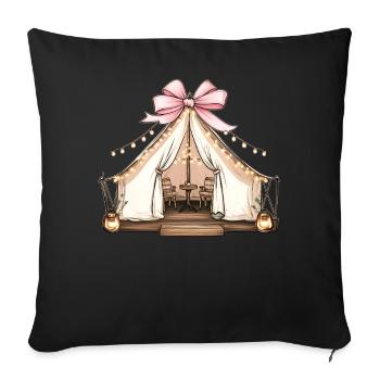 Coquette Arche Glamping Glamper Camping Fête des Mères - Housse de coussin décorative 45 x 45 cm - noir - Devant