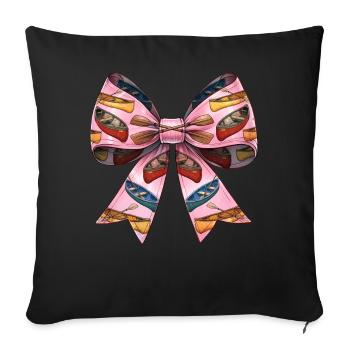 Coquette Bow Canoë Canoë Bateau Motif de Pagayage - Housse de coussin décorative 45 x 45 cm - noir - Devant