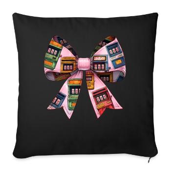 Coquette Bow Slot Machine Gambling Gambler - Sofa pillowcase 17,3'' x 17,3'' (45 x 45 cm) - black - Front